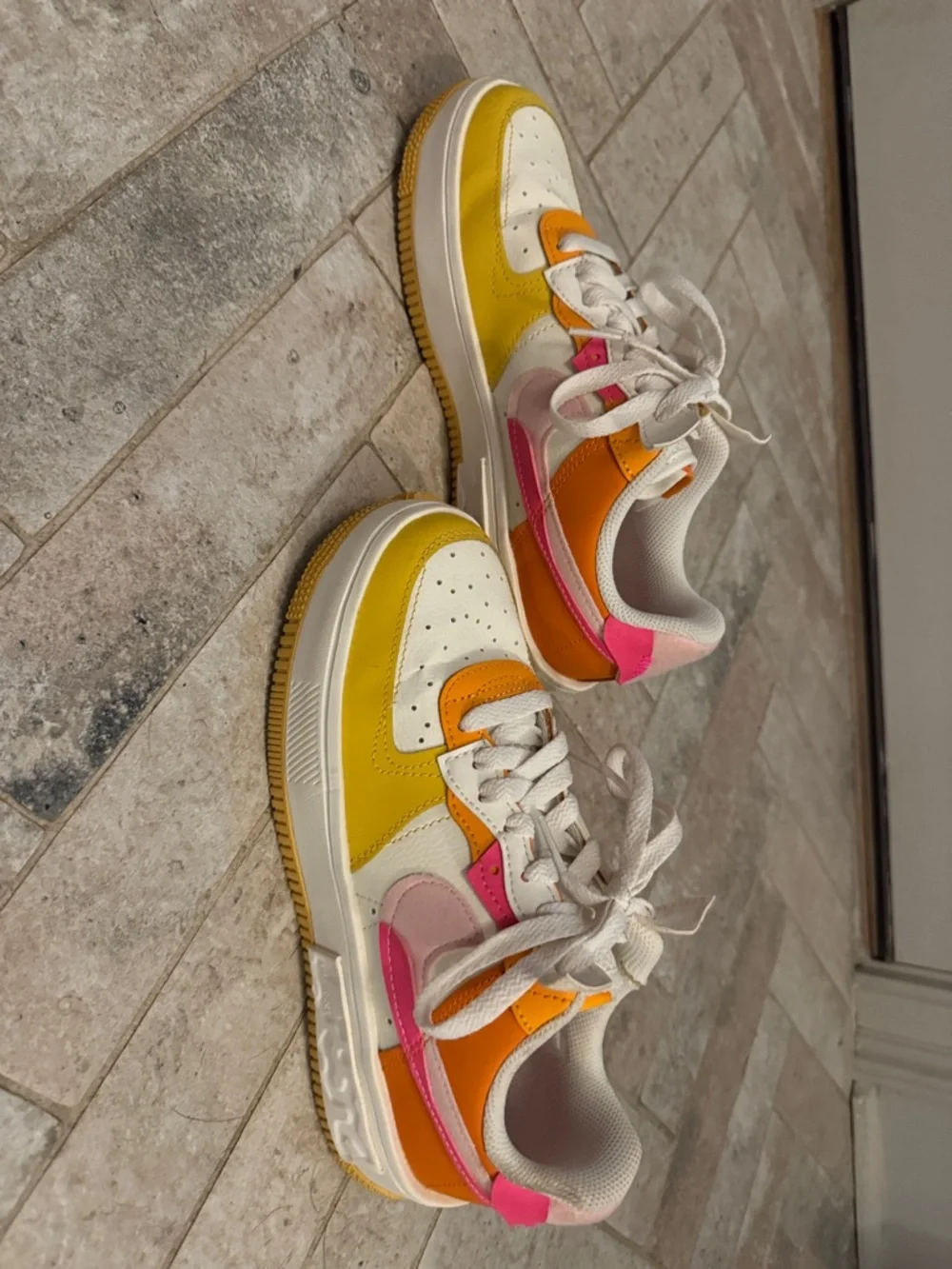 Nike Air Force 1 Fontanka sunrise pink orange sneakers sz7 womens - Picture 3 of 6